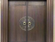 金铜韵定制铜门 家用金属入户对开门